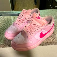 Worn Once, Shoes Are Too Big For Me Pink Nike Dunks, Nike Shoes Pink, Pink Nike Shoes, Pink Nike, Shoes Pink, Pink Nikes, Nike Pink, Nike Dunks, Men's Nike