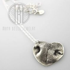 Extra large pet nose print keepsake - Maya Belle Jewelry Silver Hypoallergenic Dog Tag Jewelry, Hypoallergenic Sterling Silver Dog Tag Jewelry, Hypoallergenic Silver Dog Tag Jewelry, Elegant Sterling Silver Paw Print Necklace, Elegant Sterling Silver Necklace With Paw Print, Silver Paw Print Jewelry For Anniversary, Silver Hand-stamped Heart Pendant Jewelry, Silver Jewelry With Paw Print For Anniversary, Silver Anniversary Jewelry With Paw Print