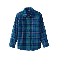 Lands' End defines style and comfort with this kids' flannel button-up shirt. Lands' End defines style and comfort with this kids' flannel button-up shirt. Button front closure Long sleeves 2 functional pockets Shirttail hem Flannel construction Relaxed fitFABRIC & CARE Cotton Machine wash Imported Sold by O5 LE, LLC and fulfilled on their behalf by Lands' End Size: S(6/7). Color: Blue Pink Plaid. Gender: male. Blue Buttoned Flannel Shirt, Blue Flannel Shirt With Buttons, Plaid Collared Shirt For School, Plaid Long Sleeve Shirt For School, Plaid Button-up School Top, Blue School Shirt With Button Closure, Kids Flannel, Purple Plaid, Pink Plaid