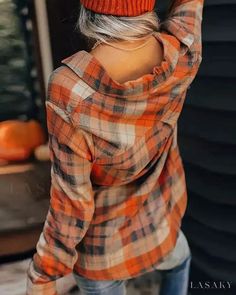 Lasaky - Plaid Print Long Sleeve Button-Up Shirt Plaid Decor, Plaid Tops, Plaid Print, Plus Size Shirts, Plaid Pattern, Online Womens Clothing, Pumpkin Spice, Plaid Scarf, Plaid Shirt