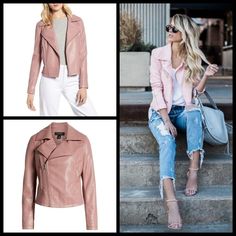 Halogen Faux Leather Moto Jacket Dusty Rose Blush Pink Small New With Tags Zip Cuffs Bring An Authentic Note To A Sleek Moto Jacket Shaped From Smooth And Supple Faux Leather. Perfect For Spring & Summer. Wear With Jeans And Grey T-Shirt Or Over A Cheetah Print Dress With Booties. Asymmetrical Front-Zip Closure Notched Collar Zip Cuffs Front Zip Pockets Lined 100% Polyester Approx: Length (From Top Collar): 22" Pit To Pit: 18" Shoulder To Shoulder: 15" Pink Leather Jacket With Zipper For Fall, Pink Leather Jacket With Zipper Closure For Fall, Casual Pink Leather Jacket For Fall, Pink Biker Jacket For Fall Workwear, Trendy Pink Leather Jacket For Spring, Chic Pink Leather Jacket For Fall, Chic Pink Leather Jacket For Work, Chic Pink Leather Jacket With Zipper Closure, Casual Pink Leather Jacket With Zipper Closure