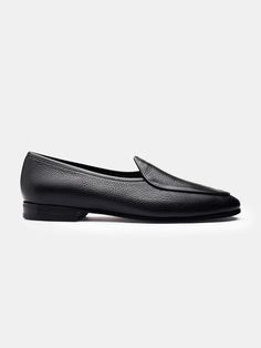 The Belgian Loafer - Black Deerskin | MORJAS Timeless Black Loafers For Work, Timeless Black Loafers For Workwear, Luxury Fitted Loafers For Office, Luxury Formal Loafers For Fall, Modern Goodyear Welted Loafers For Work, Classic Black Loafers For Work, Luxury Loafers For Semi-formal Fall Occasions, Luxury Fitted Loafers For Business Casual, Luxury Semi-formal Loafers For Fall