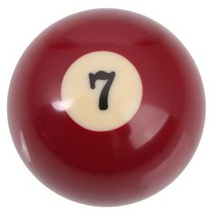 a red pool ball with the number seven on it's side and white background