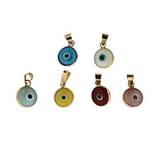 Get a unique piece of jewelry that combines beauty and symbolism with the 18k Solid Yellow Gold Murano Glass Evil Eye Pendant. The evil eye, a popular talisman in many cultures, is believed to protect its wearer from negative energies and bad luck. Available in a range of vibrant colors including Baby Blue, White, Yellow, Translucent Blue, Pink and Red, this pendant is sure to turn heads with its intricate design and high-quality materials. Measuring 0.37 inches, it comes with a bail that fits a Glass Evil Eye, Mens Silver Jewelry, Crawlers Earrings, Baby Earrings, Kids Necklace, Bad Luck, Eye Pendant, Evil Eye Pendant, Pink And Red