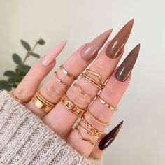 Custom Press On Nails | Nude Gradient – DIPPY COW NAILS Gel Press On Nails, Cow Nails, Long Stiletto, November Nails, Stiletto Nails Designs, Gel Press, Gel Tips, Brown Nails