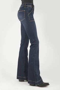 Stetson Women 921 Dark Wash Flare Jean - Breeches.com Western Jeans Black, Western Jeans L, Bootcut Jeans Highwaist, Western Jeans Savannah Sevens, Jeans That Show Buttins, Western Black Jeans For Women, Straight Leg Pants Western, Vintage Womens Western Jeans, Dark Wash Bootcut Jeans Women