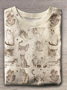 Cat Flowers, Retro Cats, Retro Pattern, Crew Shirt, Cat Clothes, Cat Face, Shirt Collection, Dark Fashion, Cat Print