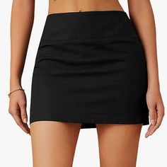 Size Xs | Side Zipper | Non-Stretch Waist 14” | Length 13” New With Tags. No Flaws. Color May Vary Slightly From Pictures. All Measurements Are Approximate. 0714 Black High Waist Non-stretch Skort, Black Non-stretch Mini Skort, Black Non-stretch Mini Length Skort, Non-stretch Black Mini Skort, Black Non-stretch Skort, Casual Fitted Pencil Skirt Skort, Spring Black Non-stretch Skort, Black Fitted Casual Skort, Casual Black Fitted Skort