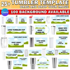 the instructions for how to make a tumbler template with pictures and text on it