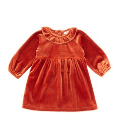 From Adventurewear 360&#x2C; this dress features:Velour fabricationRuffled round necklineLong sleevesFlowy skirtButton back closureCottonMachine wash/tumble dryImported. Children Clothes, Flowy Skirt, Dillard's, Girl Dress, Baby Dress, Round Neckline, Sleeve Dress