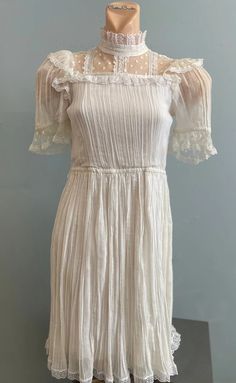 Vtg 80s Gunne Sax Jeunes Frilles by Jessica Mcclintock Girls White Gauze Lace Mesh Frilly Party Dress Boho Wedding White Summer Formal Wear - Etsy Summer Dress With Lace Sleeves And Fitted Bodice, Fitted Sheer Dress For Summer, Cottagecore Lace Trim Dress For Party, Cottagecore Lace Trim Party Dress, Summer Garden Party Dress With Lace Bodice, Prom Season Dress With Lace Sleeves And Fitted Bodice, Lace Sleeve Fitted Bodice Dress For Prom, Fitted Bodice Dress With Lace Sleeves For Prom Season, Lace Sleeves Fitted Bodice Dress For Prom Season