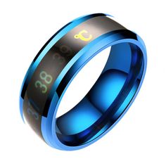 Finger Ring Gift Body Temperature Sense Ring Intelligent Temperature Sensing Titanium Steel Wedding Wedding Band For Men, Finger Jewelry, Smart Ring, Titanium Wedding Band, Mood Ring, Ring Displays, Body Temperature, Hand Jewelry, Couple Rings