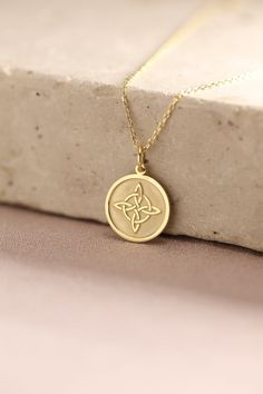 Gold Quaternary Pendant - Quaternary Gold Necklace ● Material of pendant: Solid Gold 14k ( REAL GOLD ) ● Metal Stamp: 14k ( REAL GOLD ) ● The pendant is available in 5 sizes: - 12,7 mm / 0.5 inches (Diameter) - 14,0 mm / 0,55 inches ( Diameter ) In the photos - 15,3 mm / 0.6 inches ( Diameter ) - 16,5 mm / 0,65 inches ( Diameter ) - 19,1 mm / 0,75 inches ( Diameter ) ( In the photos the size is 14mm / 0.55 inches Diameter ) ( Jump Ring inner diameter: 4 mm ) ● Material of chain: Solid gold 14k ( Spiritual Pendant Charm Necklace For Birthday, Gold Medallion Necklace With Charms As Gift, Symbolic Yellow Gold Medallion Necklace Gift, Spiritual Gold Charm Necklaces For Birthday Gift, Spiritual Gold Charm Necklace For Birthday Gift, Round Necklaces For Wedding Gifts, Spiritual Round Pendant Necklace For Celebration, Yellow Gold Medallion Necklace With Charms As Gift, Round Medallion Necklace With Charms As Gift