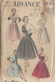 Patron Vintage, Vintage Dress Patterns, Vintage 1950s Dresses, Cocktail Gowns, Motif Vintage, Retro Mode, Vintage Mode, Couture Vintage, Vestidos Vintage