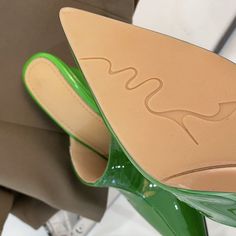 Elegant and stylish heels that are perfect for spring and summer. Upper: Genuine Patent Leather Lining: Genuine Leather Outsole: TPR Toe Shape: Pointy Toe Heel: 8cm/3.15'' Closure: Slip on Fashion Element: Wedge Heel is_handmade: Yes Trendy Heels With Sculpted Heel, Green Pointed Toe Sandals With 4-inch Heel, Chic Pointed Toe Wedge Sandals With 4-inch Heel, Spring High Heel Wedge Sandals, Trendy Synthetic Wedge Heels, Green Closed Toe Wedge Sandals, Elegant Pointed Toe Wedge Sandals Medium Width, Trendy Open Heel 4-inch Heels, Green Heels With Deep Heel Cup For Summer