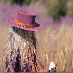 Funky purple hat ... This is a wool felt hat that I use my own style of distressing to create a faux finish that looks like leather / suede .  The finish creates a very durable hat ! I created a leather band and paired it with copper velvet . I then added brown suede and lavender hemp wrapped in copper. In the back I added purple glass nugget set in pewter. All bands have been hand sewn into the hat  This hat is so fun!!  Fits 23 inches to 23.5 inches  Crown 4.5 inches  Brim 3.25 inches  Shippin Fun Fits, Festival Stage, Purple Hat, Suede Hat, Artisanal Design, Purple Hats, Faux Finish, Western Boho, Purple Glass