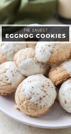 eggnog cookies on a plate with white icing