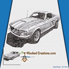 an old mustang car is shown in this cross stitch pattern