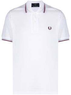 White cotton logo polo shirt from Fred Perry featuring a classic polo collar, a contrast embroidered logo at the chest, short sleeves and a straight hem. Shopping Online Logo, Logo Items, Polo Shirt White, Cotton Polo Shirt, Cotton Logo, Cotton Polo, Polo Collar, Men's Polo Shirt, Polo Shirt