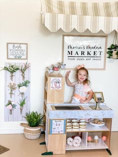 Kids Play Room Cafe, Garden Playroom Ideas, Playroom Shop Ideas, Playroom Restaurant Ideas, Pretend House Playroom, Melissa And Doug Grocery Store Playroom, Playroom Grocery Store Ideas, Playroom Cafe Ideas, Pretend Town Playroom