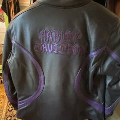 Almost Brand New! Worn Twice! Fitted Purple Leather Jacket For Fall, Harley Davidson Jacket, Harley Davidson, Jackets & Coats, Jackets For Women, Brand New, Purple, Leather, Women Shopping