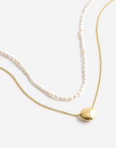 Lengths: 15 1/2', 16 1/2'. 80% brass (30% of which is recycled), 11% acrylonitrile butadiene styrene (ABS), 7% freshwater pearl, 1% polyester, 1% cubic zirconia. Lobster clasp closure. Nickel-safe. Clean your jewelry after each wearing with a soft cloth. Imported. Freshwater Pearl Jewelry, Pearl Necklace Set, Pearl Necklaces, Freshwater Pearl Necklace, Christmas Mom, Freshwater Pearl Necklaces, Pearl Jewelry, Necklace Set, Lobster Clasp