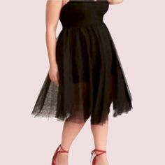 Retro Chic By Torrid Sleeveless Black Dotted Sheer Mesh Swing Dress Size 16 New With Tags Approx Measurements: Bust: 42" Waist: 38" Length: 47" - Sweetheart Neckline - Fitted Bodice - Layered Skirt With Built-In Shorts - Back Zip Closure - Sku: 10905728 Thank You For Looking, Don’t Forget To Browse My Closet For More Great Deals To Bundle And Save With Fast Shipping And Secure Packaging! Retro Rockabilly Pinup Plus Size Cocktail Party Dress Fitted Sleeveless Mesh Prom Dress, Black Sleeveless Dress For Summer Dress Down, Black Sleeveless Summer Dress For Casual Wear, Black Sleeveless Dress For Summer, Black Mesh Dress For Prom, Sleeveless Fit And Flare Prom Midi Dress, Stretch Sleeveless Midi Dress For Prom, Black Pleated Dress For Prom, Black Sleeveless Dress For Dress Down In Spring