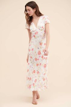 Rent Evie Floral Maxi Dress from Nuuly. Pick 6 items for $98/month. Free shipping + returns. Spring Floral Print Silk Dress For Formal Occasions, Spring Dresses With Short Sleeves And Bias Cut, Elegant Spring Silk Dress With Floral Print, Spring Dresses With Bias Cut And Short Sleeves, Elegant Floral Print Silk Dress For Spring, Elegant Silk Dress With Floral Print For Spring, Spring Bias Cut Dresses With Short Sleeves, Elegant Silk Dress With Floral Print For Daywear, Elegant Short Sleeve Silk Dress For Spring