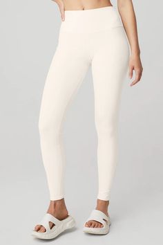 High-Waist Airbrush Legging - Ivory | Alo Yoga Alo Yoga Pants, Yoga Pant, Back Women, Alo Yoga, Sweaters Knitwear, Yoga Women, Outfits With Leggings, High Waisted Leggings, Bra Tops