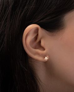 Chic and dainty 14k solid gold star earring studs available in yellow, white, and rose gold. Wear them day or night, a classic and timeless pair. (Sold as a pair) Size of Star: Approx. 5mm Total Weight: Approx. 1 gram (per pair) Ships in 4-8 business days Rush orders ship in 3-6 business days This item is Final Sale Comes gift ready in a beautiful, custom Zoe Lev jewelry box. Small Star Earrings, Rose Gold Star Earrings For Anniversary, Elegant Rose Gold Star Earrings, Rose Gold Star Earrings With Star Charm, Rose Gold Star-shaped Earrings With Star Charm, Rose Gold Star Charm Earrings, Rose Gold Star Earrings For Gift, Rose Gold Star-shaped Dainty Earrings, Dainty Star-shaped Rose Gold Earrings