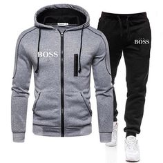 Men Autumn Winter Sets Zipper Hoodie Pants Two Pieces Casual Tracksuit – Atom Oracle Suit Man, Tracksuit Men, Men's Activewear, Leisure Suit, Track Suit Men, Zippered Cardigan, Polyester Jacket, Jogging Suit, Fall Hoodies