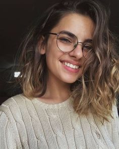 Short Hair Glasses, Hairstyles With Glasses, Wave Hair, Oval Faces, 가을 패션, Ombre Hair