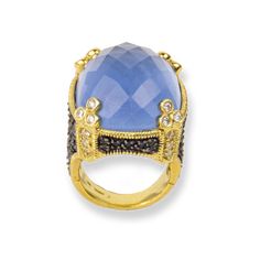 Judith Ripka 18K Yellow Gold Ring Blue Quartz & Sapphires & Diamonds Size: 6.75 SKU: JR01063 Luxury Gold Sapphire Ring With Accent Stones, Luxury Yellow Gold Rings With Gemstone Accents, Luxury Yellow Gold Sapphire Ring With Pave Setting, Luxury Sapphire Ring In Yellow Gold With Pave Setting, Luxury Gold Rings With Gemstone Accents, Judith Ripka, Diamond Quartz, 18k Yellow Gold Ring, Ring Blue