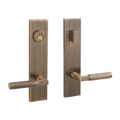 an image of a door handle set with keyhole and levers on both sides