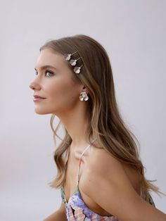 The Venus Bobby Set is a trio of cascading petals, each hand set and curved with delicate pearls. Made for a variety of hairstyles - use three day to day or use multiples for a bridal look. Available in 14K Gold and Silver. Set of three. Made in NYC. Epona Valley, Silver Bobby Pins, Luxury Hair Accessories, Bridal Handbags, Subtle Beauty, Rose Vines, Crown Headband, Luxury Hair, Your Hairstyle