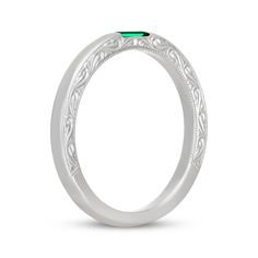 Redefine romance with the stunning appearance of this emerald anniversary band from the Neil Lane Bridal® collection. 14K white gold A channel-set natural emerald gleams at the center of the polished band An intricately engraved scroll pattern and milgrain detailing decorate the sides Timeless Emerald Anniversary Ring, Timeless Emerald Wedding Anniversary Ring, Classic Emerald Ring With Bezel Setting For Anniversary, Formal Bezel-set Baguette-cut Emerald Ring, Luxury Channel Set Emerald Ring For Anniversary, Formal Baguette Cut Emerald Ring With Bezel Setting, Timeless Baguette Cut Emerald Ring For Anniversary, Classic Emerald Ring With Baguette Cut, Emerald Ring With Diamond Channel Set For Anniversary