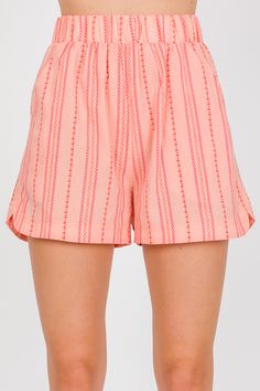 Printed shorts like this make spring and summer dressing a breeze! The elastic waistband offers a comfortable pull-on fit, and side pockets make them practical. Casual Spring Shorts With Elastic Waistband, Spring High-waisted Pajama Shorts For Loungewear, Pink Summer Pajama Shorts With Elastic Waistband, Spring Bermuda Pajama Shorts With Elastic Waistband, High-waisted Spring Pajama Shorts For Loungewear, Summer Beachwear Pajama Shorts With Elastic Waistband, Vacation Pajama Shorts With Elastic Waistband, Pink Elastic Waistband Pajama Shorts For Summer, Casual Pajama Shorts With Elastic Waistband