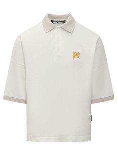 Short-sleeved cotton polo shirt. Classic collar. Ribbed hem in contrast. Three buttons on the closure. PA logo embroidered on the chest. Palm Angels logo and print embroidered on the back. Label logo on the side.Composition: 100% Cotton Pa Logo, Angels Logo, Embroidered Polo Shirts, Angel Print, Polo Shirt White, Cotton Polo Shirt, Suit Accessories, Palm Angels, Cotton Polo