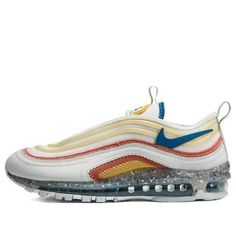 Nike Air Max 97 'White Cream Blue' DV7418-001 Durable White Nike Air Max For Sports, Sporty White Nike Air Max Fade-resistant, Sporty White Nike Air Max, White Fade-resistant Nike Air Max For Sports, White Fade-resistant Nike Air Max, White Nike Air Max With Breathable Round Toe, Nike Air Max 97 White, Marathon Running Shoes, Marathon Running