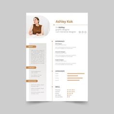 a professional resume template with orange accents