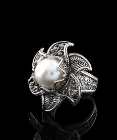 Elegant Silver Flower Ring For Wedding, Elegant Silver Flower Shaped Ring, Elegant Sterling Silver Flower Ring, Silver Elegant Flower Ring For Gift, Elegant Silver Flower Ring For Gift, Elegant White Sterling Silver Flower Ring, Elegant Silver Diamond Flower Ring, Exquisite Silver Flower Ring For Wedding, Exquisite Silver Filigree Ring Gift