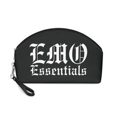 "Release your emo spirit with our captivating 'Emo Essentials' makeup bag, designed exclusively for those who embrace the beauty of darkness and the raw emotions that define the emo culture. This bag is a statement piece that perfectly encapsulates the essence of emo aesthetics. .: 100% PU faux leather .: One size: 6.3\" × 9.4\" × 3.3'' (16cm × 23.8cm ×  8.4cm) .: Removable leather strap .: Lightweight and compact  .: Black interior .: Seam thread color automatically matched to design" Emo Essentials, Emo Culture, Emo Accessories, Alternative Makeup, Cosmetics Bag, Bag Cute, Makeup Bags, Toiletry Storage, Accessory Pouch