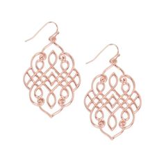 An Eye-Catching Ornate Design Makes These Earrings An Exquisite Complement To Your Ensemble.Earring Measures 2 Inches From Top To Bottom. Earring Measures Approximately 1.25 Inches At Widest Point. Earring Hook Measures .5 Inches Tall. Beautiful Moroccan Design And Shape. Earrings Are Finished In A High Polished Rose Gold Tone. Earrings Have A Classic And Comfortable Hook Design. Metal Product Code: Jw01770/Jw01770 Elegant Rose Gold Chandelier Earrings, Elegant Pink Nickel-free Chandelier Earrings, Elegant Nickel-free Pink Chandelier Earrings, Tiger Earrings, Ornate Design, Earring Hook, Halo Earrings Studs, Hook Design, Stud Jewelry