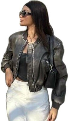 Casual Leather Biker Jacket For Fall, Casual Leather Jacket For Fall Streetwear, Casual Biker Jacket For Fall Streetwear, Casual Biker Jacket For Streetwear In Fall, Chic Streetwear Leather Jacket With Pockets, Chic Leather Jacket With Pockets For Streetwear, Trendy Leather Jacket With Pockets For Fall, Casual Black Leather Jacket With Pockets, Trendy Fall Leather Jacket With Pockets