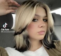 Colored Layers Hair, Burnt Ends Hair Dye, Frosty Tips Hair, Blonde Hair With Strip Of Color, Black Tips Hair Color, Half And Half Blonde Hair, Layer Color Hair, Dyed Tips On Blonde Hair, Tip Dyed Hair Blonde