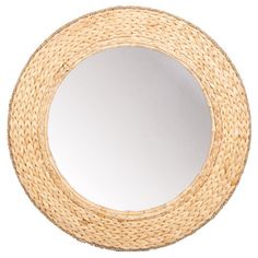 the round mirror is made out of straw