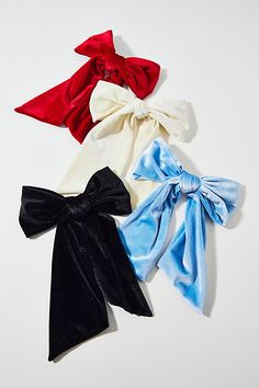 Large hair bow in soft velvet for a luxe touch. Features Large velvet hair bow clip Hair clip with a bow detail Velvet ribbon bow Secure clip backing Content + Care Textile, mixed metal Spot clean Imported | Large Velvet Hair Bow Clip in Blue, Women's at Urban Outfitters Bows For Hair, Velvet Ribbon Bow, Velvet Hair Bow, Large Hair Bow, Bow Fashion, Large Hair Bows, Hair Bow Clip, Velvet Hair, Red Fits