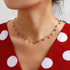 Boho Colorful Charm Choker Necklace – Micci Lucci Chocker Neckless, Colourful Stones, Vacation Jewelry, Charm Choker Necklace, Multicolor Jewelry, Beautiful Gold Necklaces, Colorful Necklace, Necklace Colorful, Necklace Stone