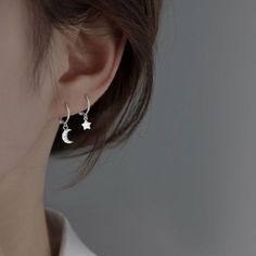 Moon / Star Alloy Drop Earringmeasurement is cm.Product Information Material: 100% Alloy Color: 1 Pair - Moon - Silver Moon Piercing Ears, Moon Piercing, Dream Piercings, Stars Earrings, Silver Star Earrings, Moon Jewelry, Moon Star, Moon Earrings, Drop Earring