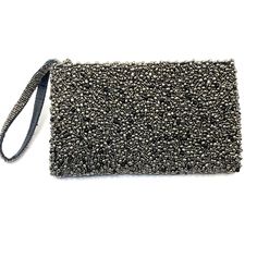 Gunmetal Beaded Wristlet Clutch Wallet  Well made and substantial beaded wristlet  Slate blue lining  Top zip closure with a beaded ball charm pull Approximate measurements: 8" W x 4 3/4" tall  with 6 3/8" opening Pre-owned in excellent condition Vintage - edgy - Eclectic style - unique  - minimalist - festive - artsy - costume - high end - run way style date night  - rich Mom style Rich Mom Style, Edgy Minimalist, Minimalist Eclectic, Rich Mom, Beaded Wristlet, Beaded Ball, Wristlet Clutch, Eclectic Style, Slate Blue